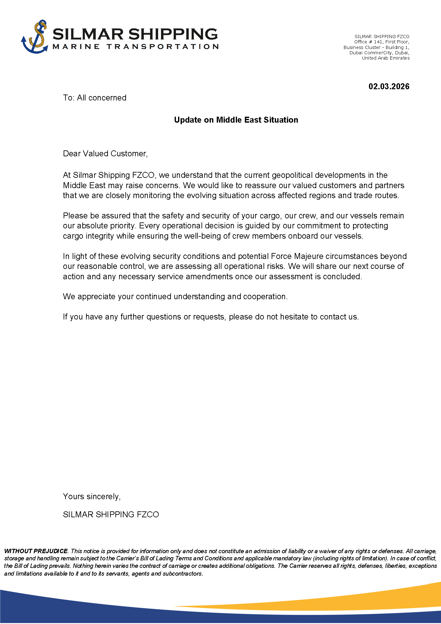 Update on Middle East Situation NOW